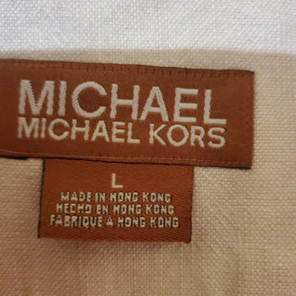 Michael Kors Pinkish Red Pinstriped Button Down Mens L - Picture 4 of 9